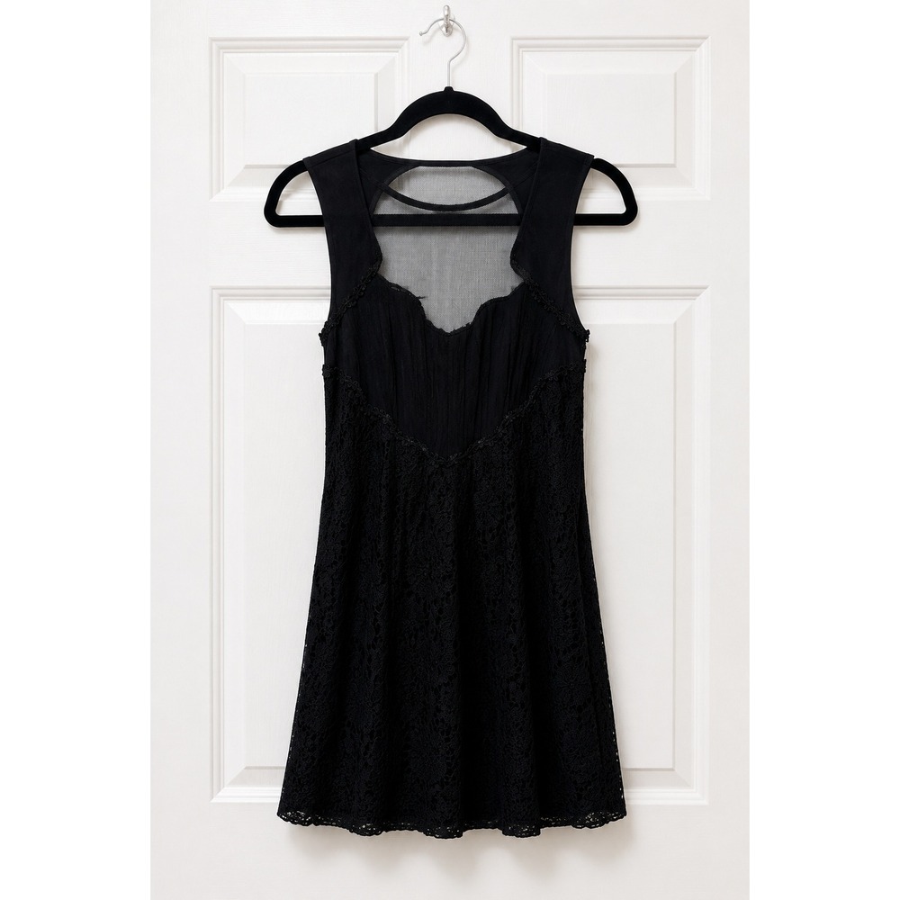 Pins & Needles Urban Outfitters Black Lace Mesh Mini Dress Sleeveless Size 4